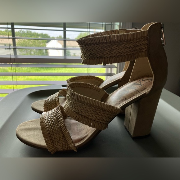Sam & Libby Fringe Woven Ankle Strap Heel Sandal - Picture 5 of 8